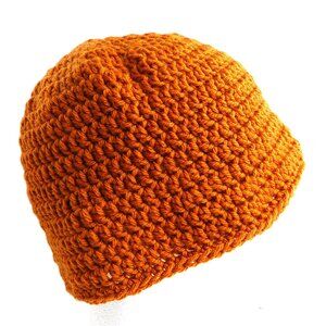 Butterscotch Beanie Cap OS Men Women Winter Hat Handmade Crochet Hand Knit NWT